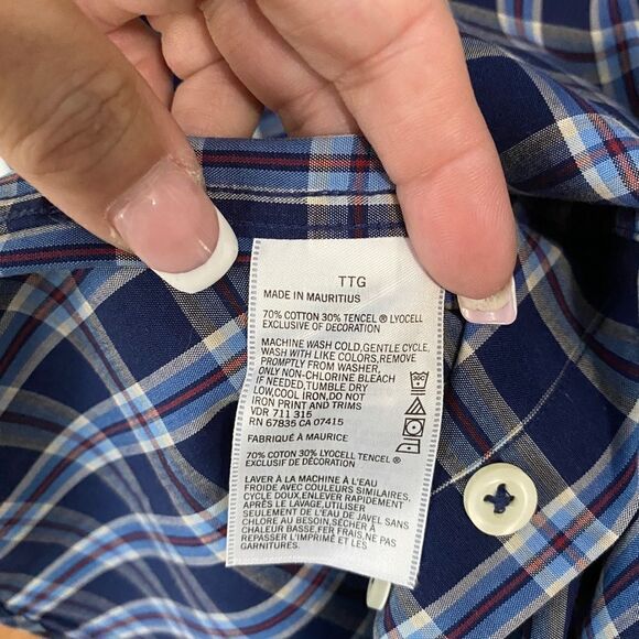 Nautica Blue Gingham Button Down Shirt - Picture 4 of 7